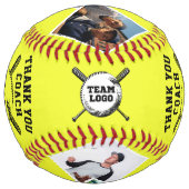 ありがとうコーチカスタム、6枚の写真とチームメイトの名前 ソフトボール (裏面)