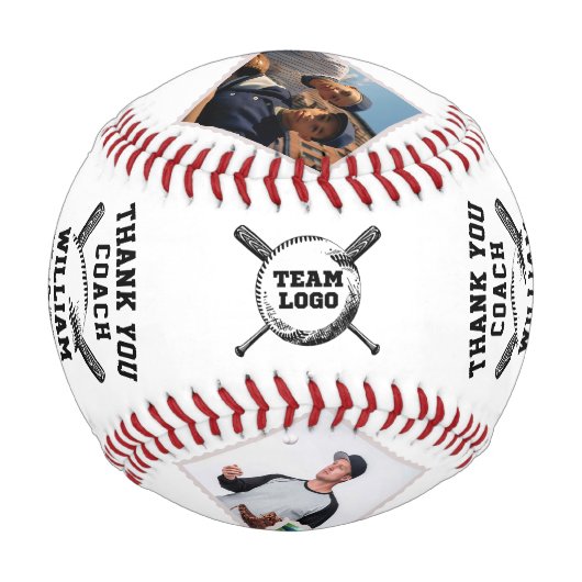 ありがとうコーチカスタム、6枚の写真とチームメイトの名前 野球ボール (裏面)