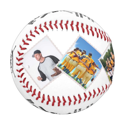ありがとうコーチカスタム、6枚の写真とチームメイトの名前 野球ボール (正面左)