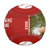 ありがとうコーチ赤チーム名番号写真 野球ボール (正面)