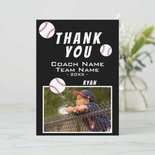 ありがとうコーチ野球ブラックフォトカード サンキューカード (スタンド正面)