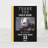 ありがとうコーチ黄色のサッカー選手のフォトカード サンキューカード (正面)