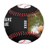 ありがとうコーチ黒チーム名番号写真 野球ボール (正面)