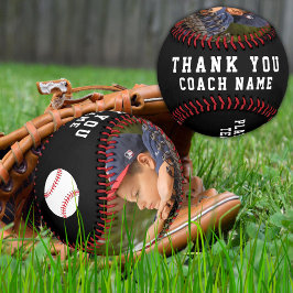 ありがとうコーチ黒チーム名番号写真 野球ボール