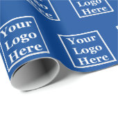 ありがとうゴールドスクリプトブルーあなたのロゴここパターン ラッピングペーパー (ロールコーナー)