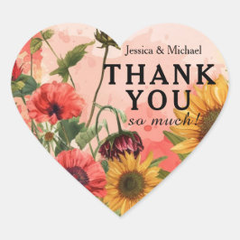 🌻ありがとうサニー花びら&緋色開花 ハートシール