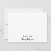 ありがとうシックなモノグラム名ホワイトフラットノートカード ノートカード (正面)