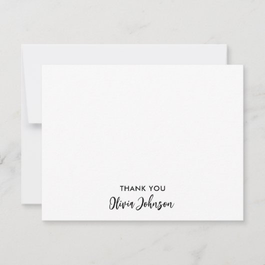 ありがとうシックなモノグラム名ホワイトフラットノートカード ノートカード (正面)