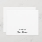 ありがとうシックなモノグラム名ホワイトフラットノートカード ノートカード (正面/裏面)