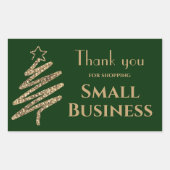 ありがとうショッピングスモールビジネス金ゴールド休日 長方形シール (正面)