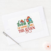 ありがとうショッピングスモールホリディビジネス 長方形シール (封筒)