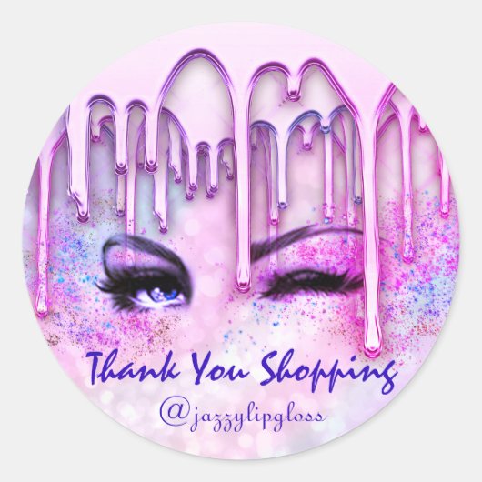 ありがとうショッピングドリップスピンクアイラッシュホログラフ ラウンドシール (正面)
