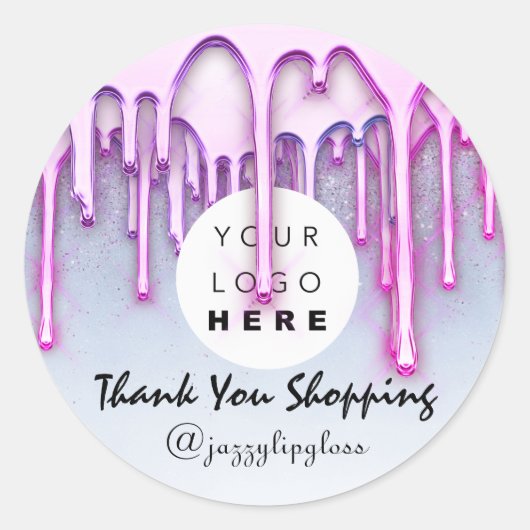 ありがとうショッピングドリップスピンクロゴヘアドレッサーVIP ラウンドシール (正面)