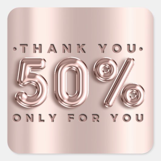 ありがとうショッピングバラドライブ50%オフモダン スクエアシール (正面)