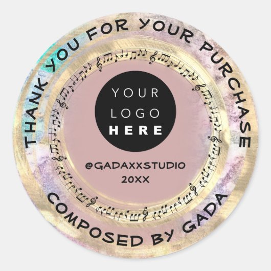 ありがとうショッピングミュージックロゴSocial Notes歌 ラウンドシール (正面)