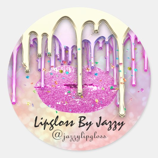 ありがとうショッピングリップグロスバイキスドリップピンク ラウンドシール (正面)