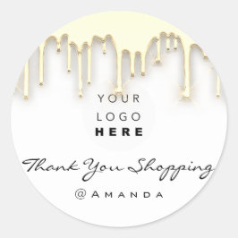 ありがとうショッピング名ロゴホワイト金ゴールド ラウンドシール