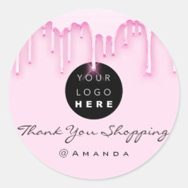 ありがとうショッピング名Instagraロゴピンク ラウンドシール