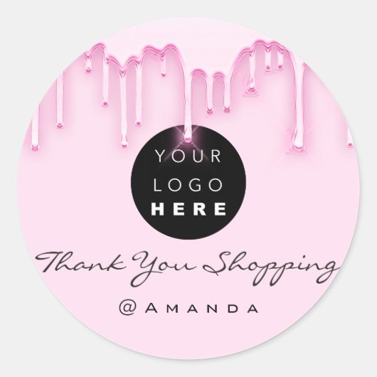 ありがとうショッピング名Instagraロゴピンク ラウンドシール (正面)