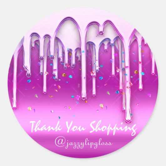 ありがとうショッピング商品メイクアップピンク紙吹雪 ラウンドシール (正面)