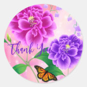 ありがとうシンプルフローラギフトラッピングのシール ラウンドシール (正面)