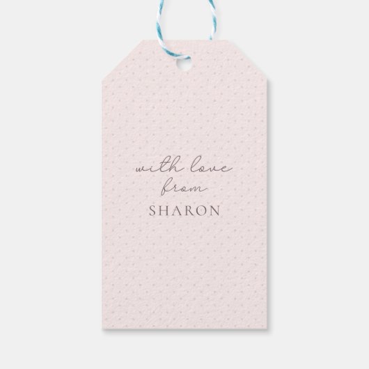 ありがとうシンプル、ピンク、フローラ、スクリプト ギフトタグ (裏面)