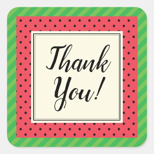ありがとうスイカ果実封筒シール スクエアシール (正面)