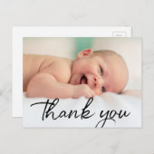 ありがとうスクリプトベビー写真誕生のお知らせ 案内ポストカード (正面/裏面)