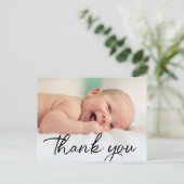ありがとうスクリプトベビー写真誕生のお知らせ 案内ポストカード (スタンド正面)