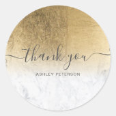 ありがとうスクリプト大理石のシックな金ゴールドフォイルグラデーション ラウンドシール (正面)