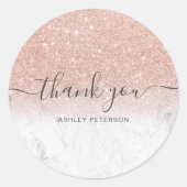 ありがとうスクリプト大理石バラ金ゴールドグリッター グラデーション ラウンドシール (正面)