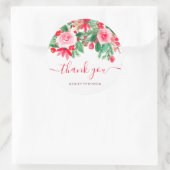 ありがとうスクリプト赤い緑のクリスマスフローラ開花 ラウンドシール (バッグ)