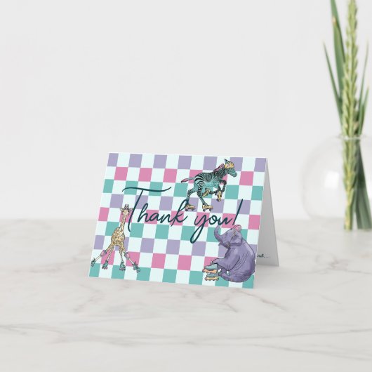 ありがとうスケートで滑るベビーシャワーカード サンキューカード (正面)