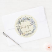 ありがとうステッカー好き青いフローラ ラウンドシール (封筒)