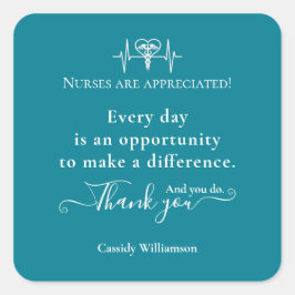 ありがとうステッカー患者ナース パーソナライズされた スクエアシール