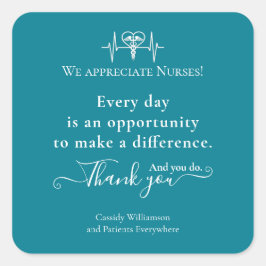 ありがとうステッカー患者ナース パーソナライズされた スクエアシール