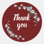 ありがとうステッカー赤 ラウンドシール (正面)