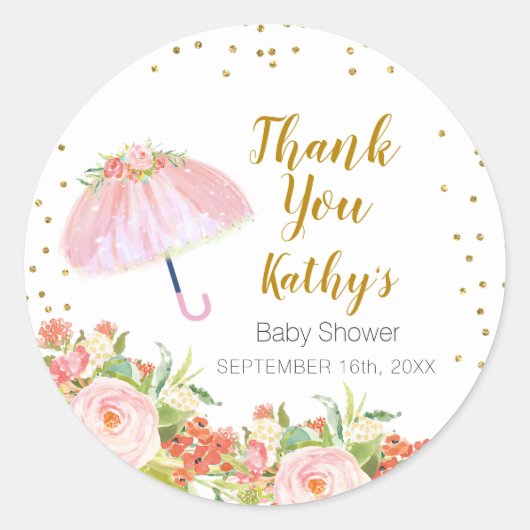 ありがとうステッカー4月シャワー持って来る5月の花 ラウンドシール (正面)