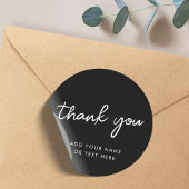 ありがとうステッカー | おしゃれなタイポグラフィー ブラック ラウンドシール