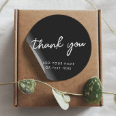 ありがとうステッカー | おしゃれなタイポグラフィー ブラック ラウンドシール