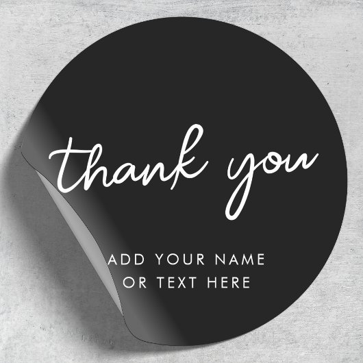 ありがとうステッカー | おしゃれなタイポグラフィー ブラック ラウンドシール