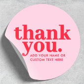ありがとうステッカー | モダンな赤とピンク ラウンドシール