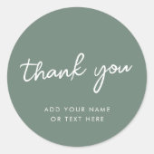 ありがとうステッカー | 現代のセージグリーン ラウンドシール (正面)