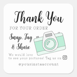 ありがとうスナップラベルと共有ソーシャルメディアのステッカー スクエアシール