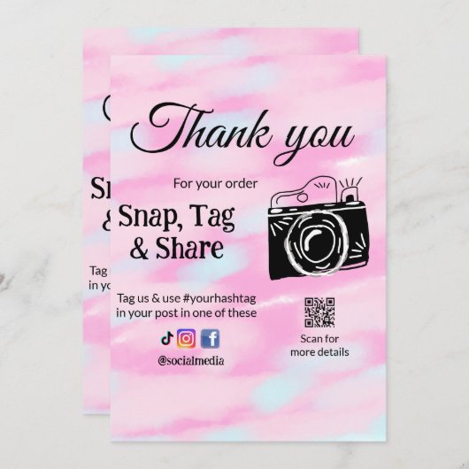 ありがとうスナップラベル共有メディアカメラ追加のソシアル シーズンカード (正面/裏面)