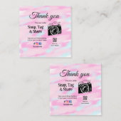 ありがとうスナップラベル共有メディアカメラ追加のソシアル スクエア名刺 (正面/裏面)