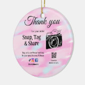 ありがとうスナップラベル共有メディアカメラ追加のソシアル セラミックオーナメント (左)