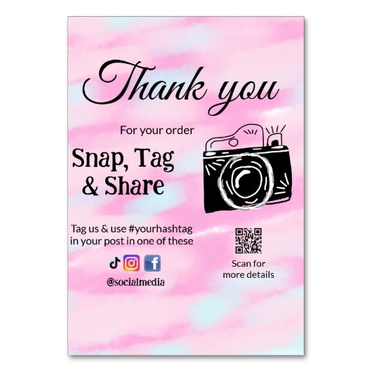 ありがとうスナップラベル共有メディアカメラ追加のソシアル テーブルナンバー (正面)