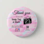 ありがとうスナップラベル共有メディアカメラ追加のソシアル 缶バッジ (正面)