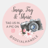 ありがとうスナップ、ラベル&共有シックな水カラーカメラ ラウンドシール (正面)